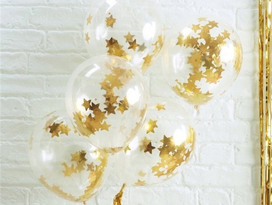 Ballonnen met gouden ster | 5 stuks kerst- touchofgold